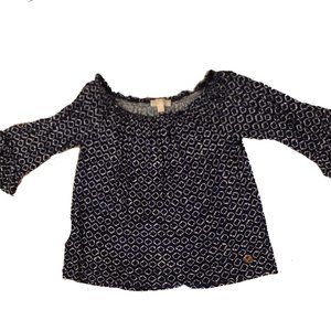 Michael Kors Navy and White Patterned Blouse